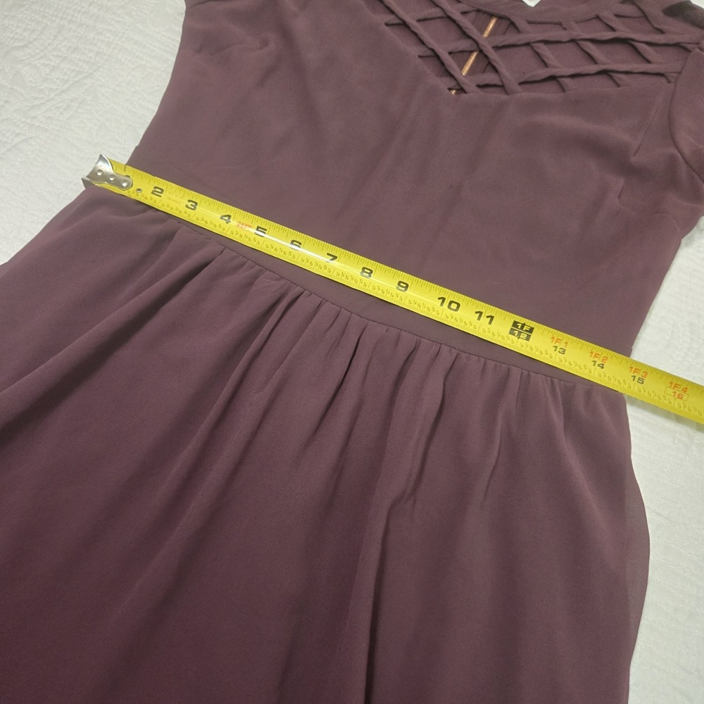 Xhilaration A Line Dress Plum Short Flutter Sleeve Zipper Criss Cross Y2K Small - Picture 6 of 12